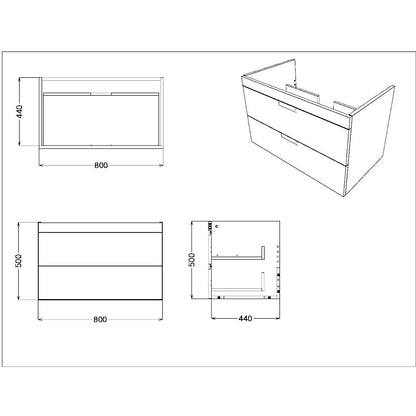 Luxe81 Aubrey 800mm Wall Hung Vanity Unit