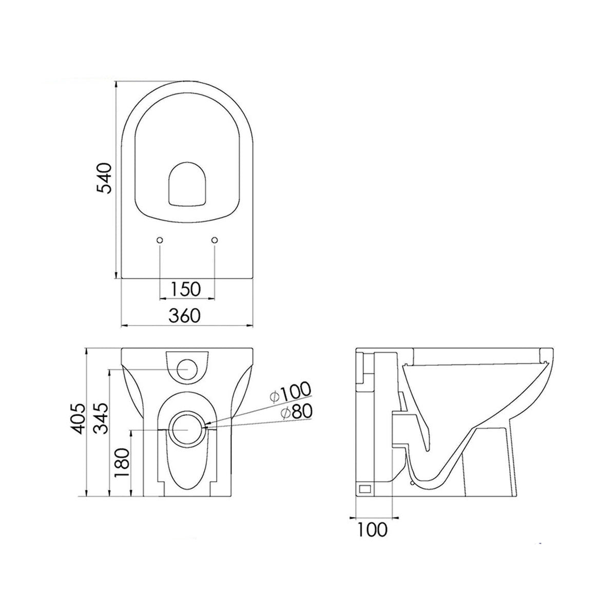 Saneux AUBTW01 Austen Gloss White Back To Wall Pan