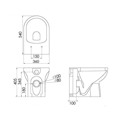 Saneux AUBTW01 Austen Gloss White Back To Wall Pan