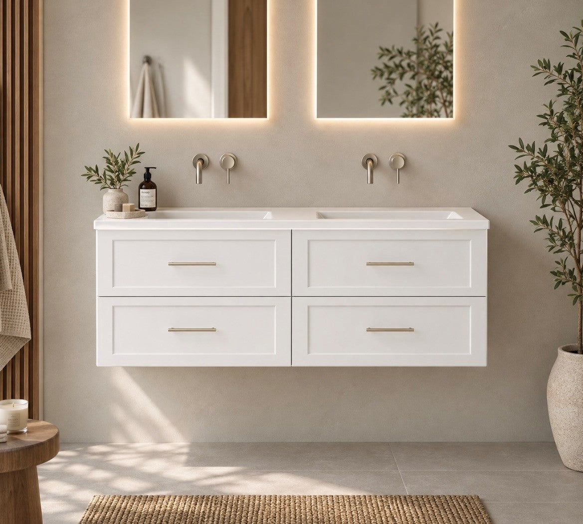 Luxe81 Angel 1200 Matte Cabinet with Ceramic Basin 1190 x 455 x 520mm