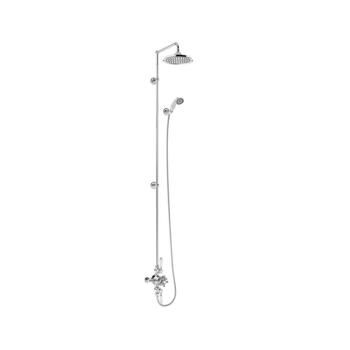 Burlington Avon BAF3S.EXT Thermostatic Exposed Shower Valve Dual Outlet,Extended Rigid Riser, Swivel Shower Arm, Handset & Holder with Hose with Rose