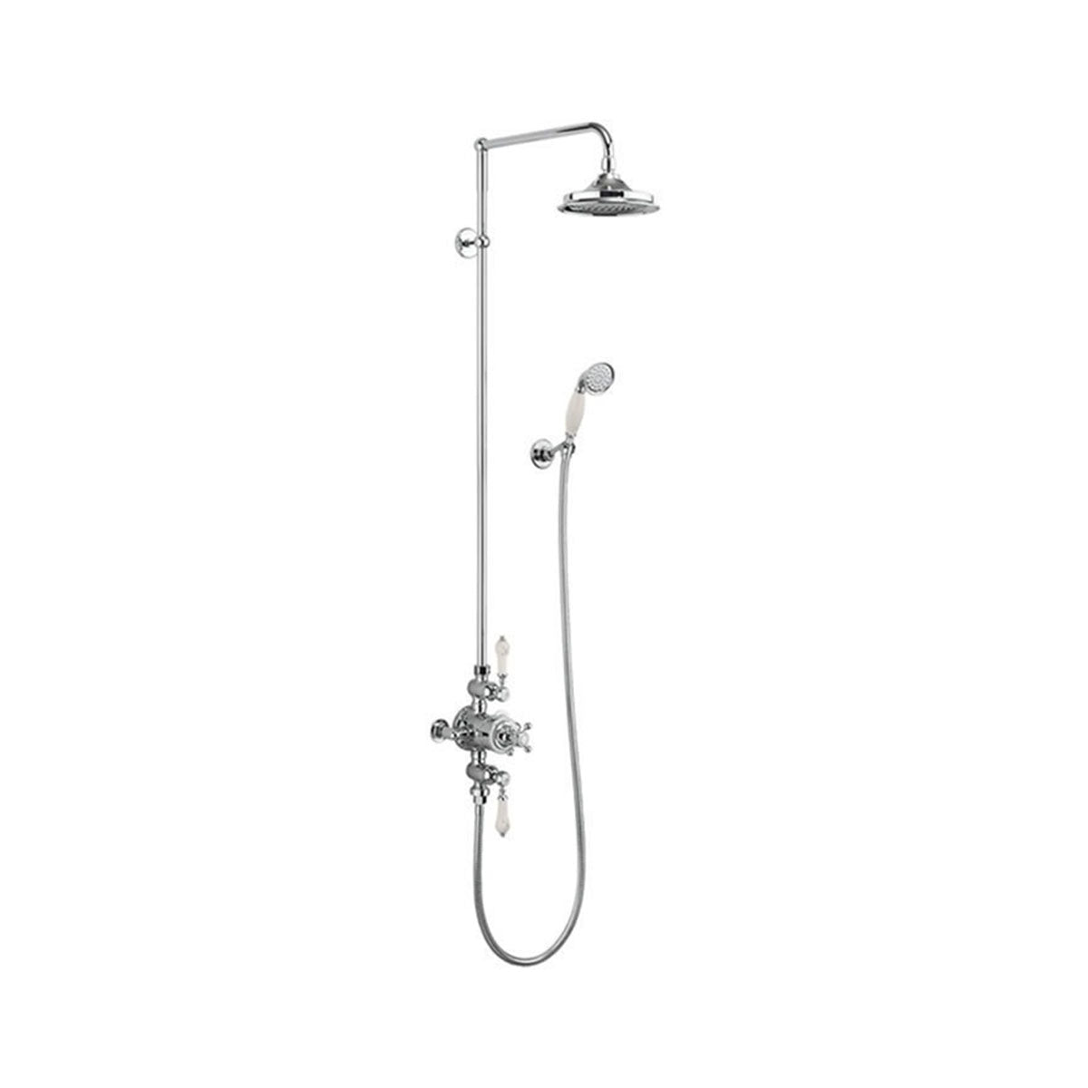 Burlington Avon BAF3S Thermostatic Exposed Shower Valve Dual Outlet,Rigid Riser, Swivel Shower Arm, Handset & Holder with Hose with Rose