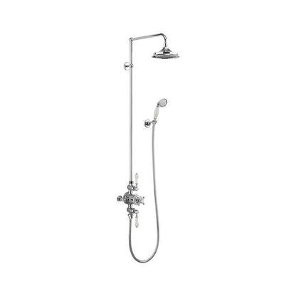 Burlington Avon BAF3S Thermostatic Exposed Shower Valve Dual Outlet,Rigid Riser, Swivel Shower Arm, Handset & Holder with Hose with Rose