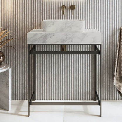Luxe81 Sanctuary Venato White Marble Rectangular 420 Basin