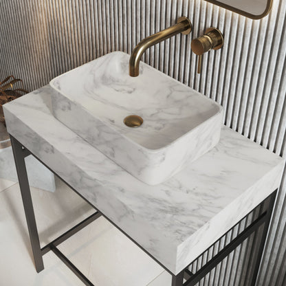 Luxe81 Sanctuary Venato White Marble Rectangular 420 Basin