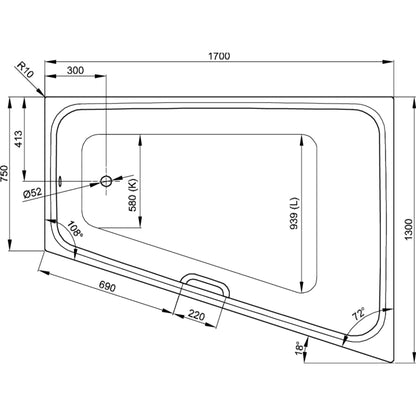 Bette Space L Steel Bath Drawing Image