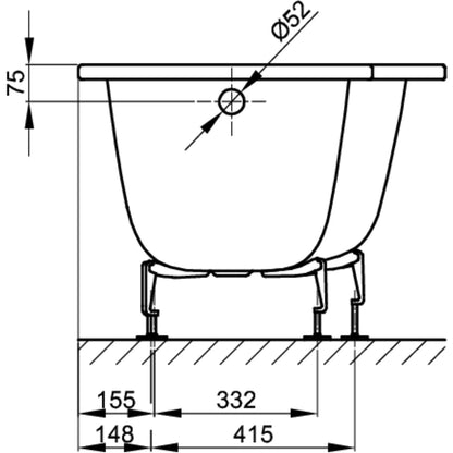 Bette Space S Steel Bath Drawing Image