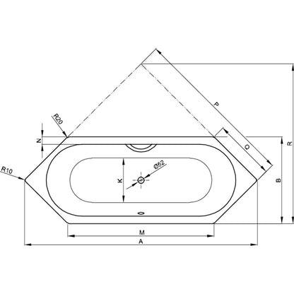 Bette Starlet Hexagonal Steel Bath Drawing Image