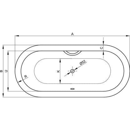 Bette Starlet Oval Steel Bath Drawing Image