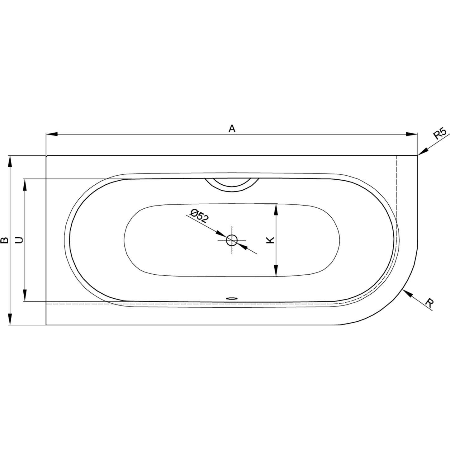 Bette Starlet IV Silhouette Steel Bath Drawing Image