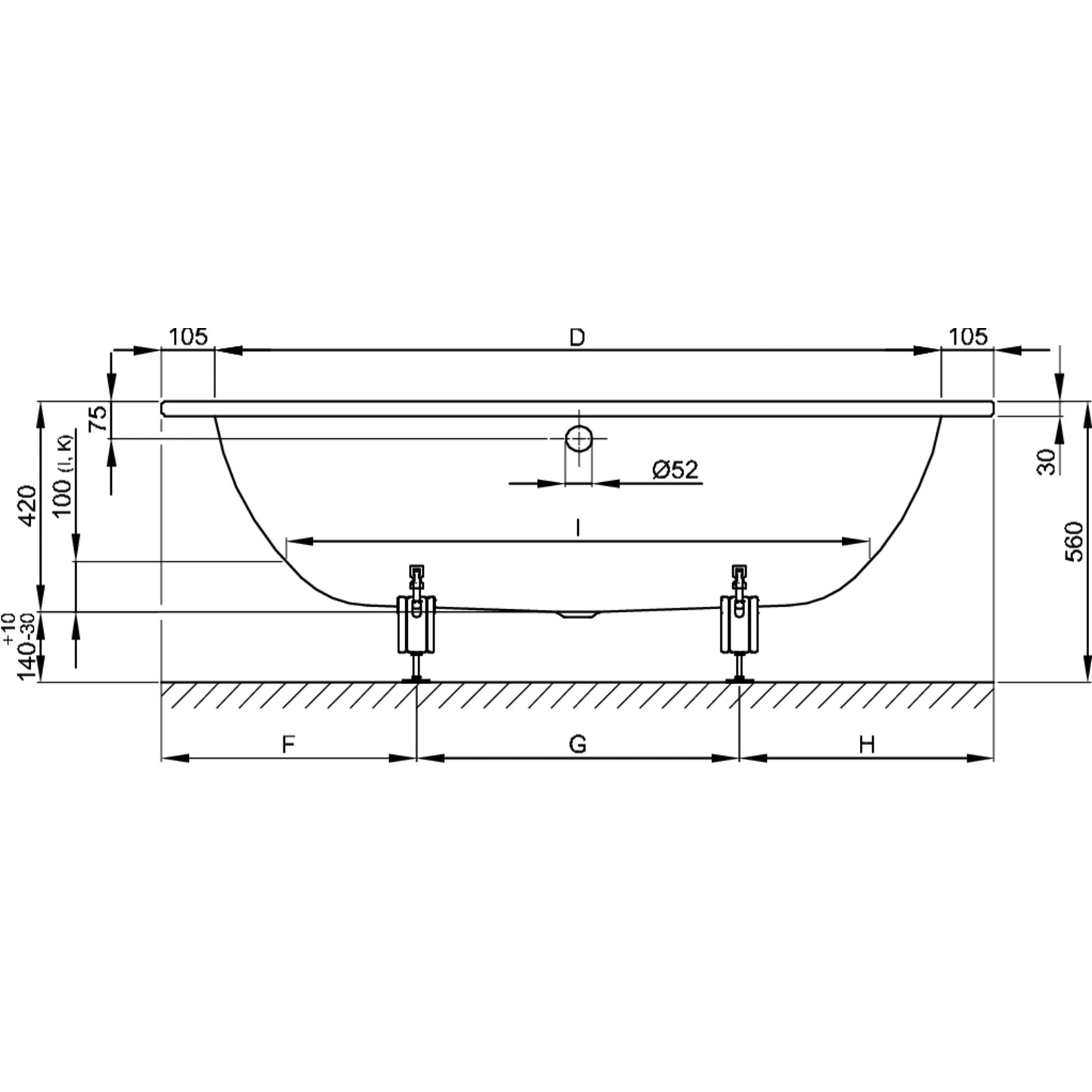 Bette Starlet V Steel Bath Drawing Image