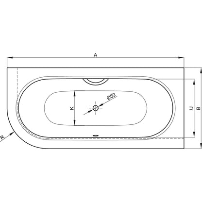 Bette Starlet V Silhouette Steel Bath Drawing Image