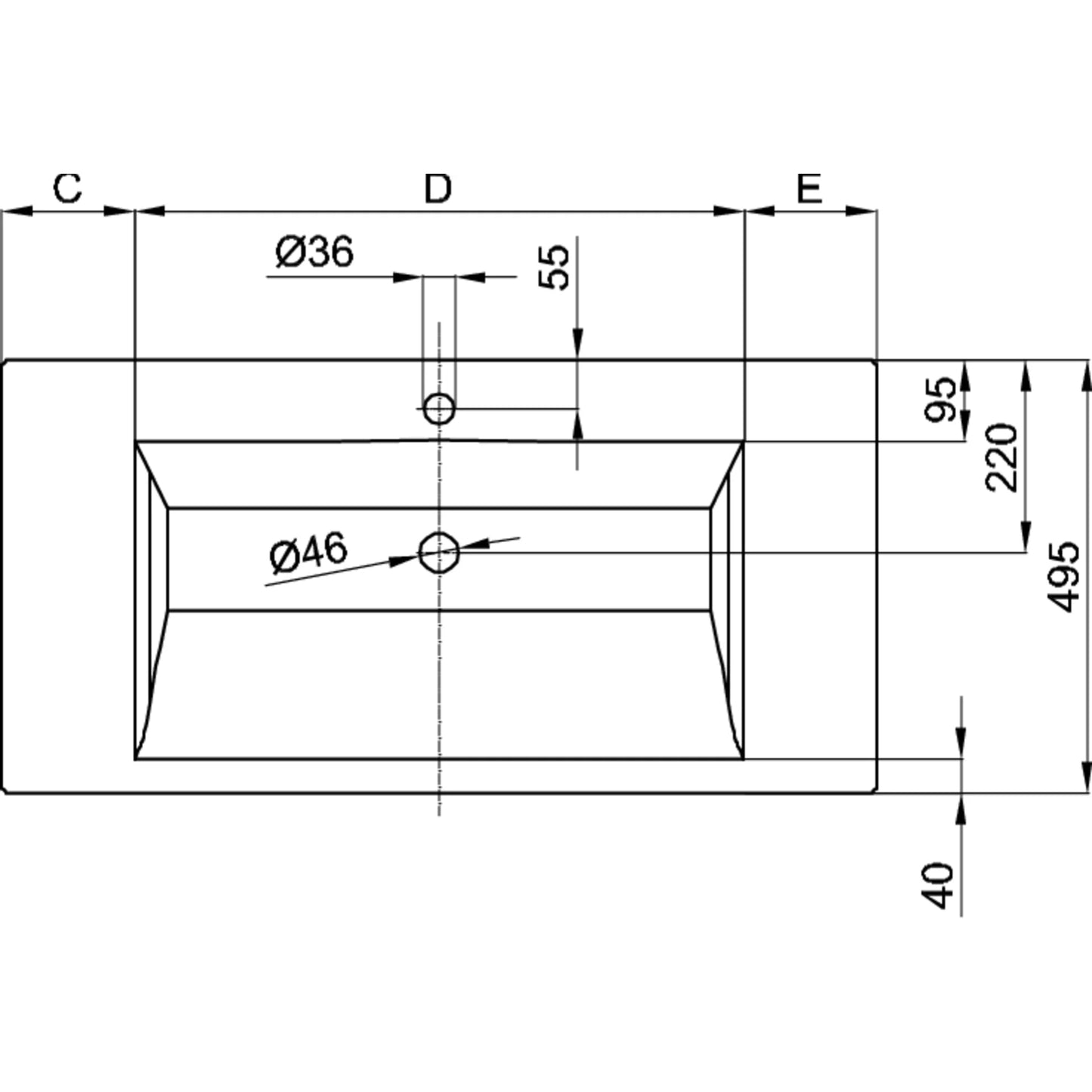 Bette Aqua Basin Built-in Drawing Image