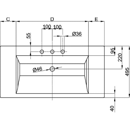 Bette Aqua Basin Built-in Drawing Image
