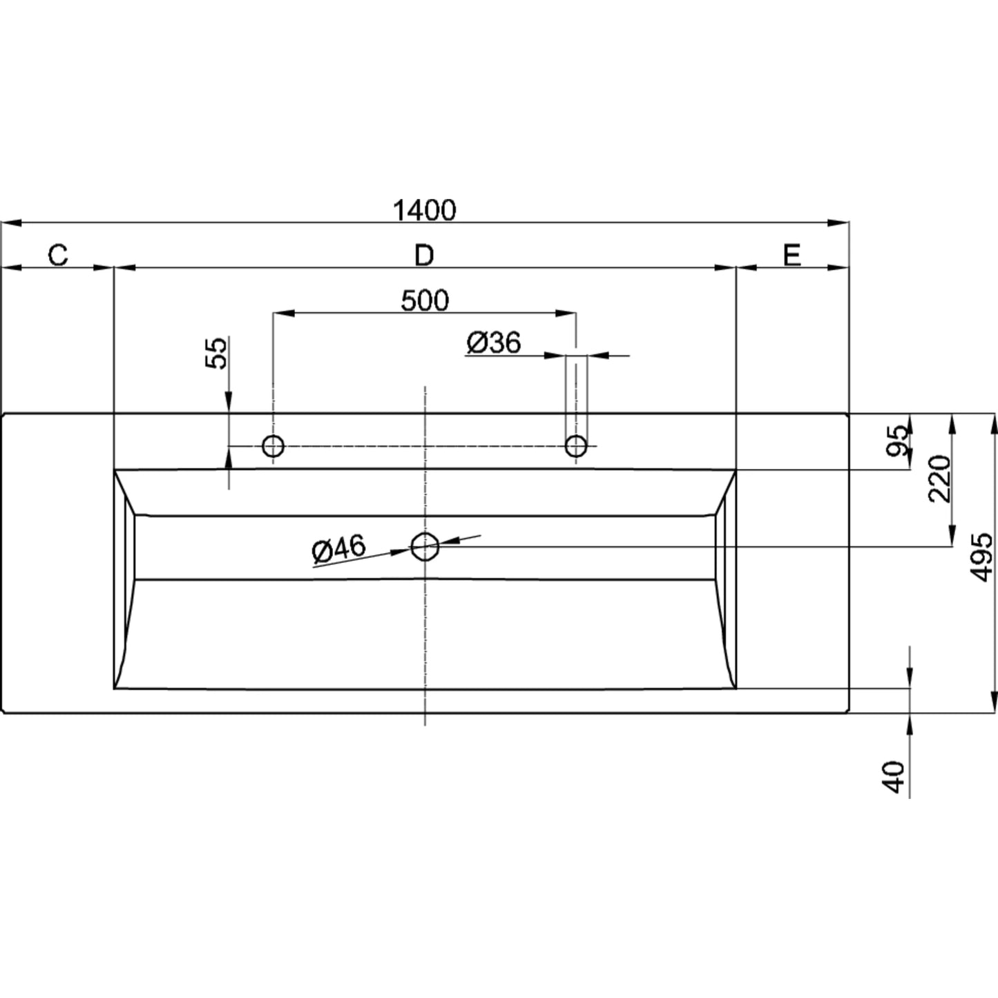 Bette Aqua Basin Built-in Drawing Image