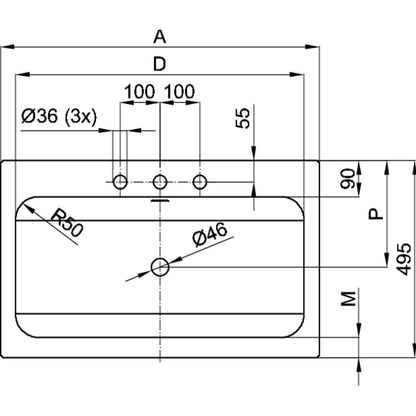 Bette One Basin Built-In Drawing Image