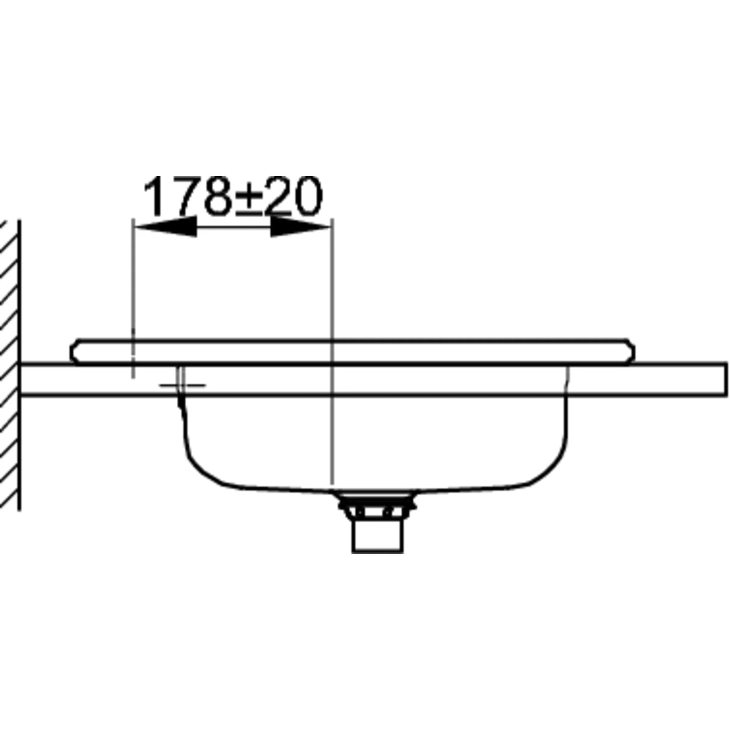 Bette One Basin Built-In Drawing Image