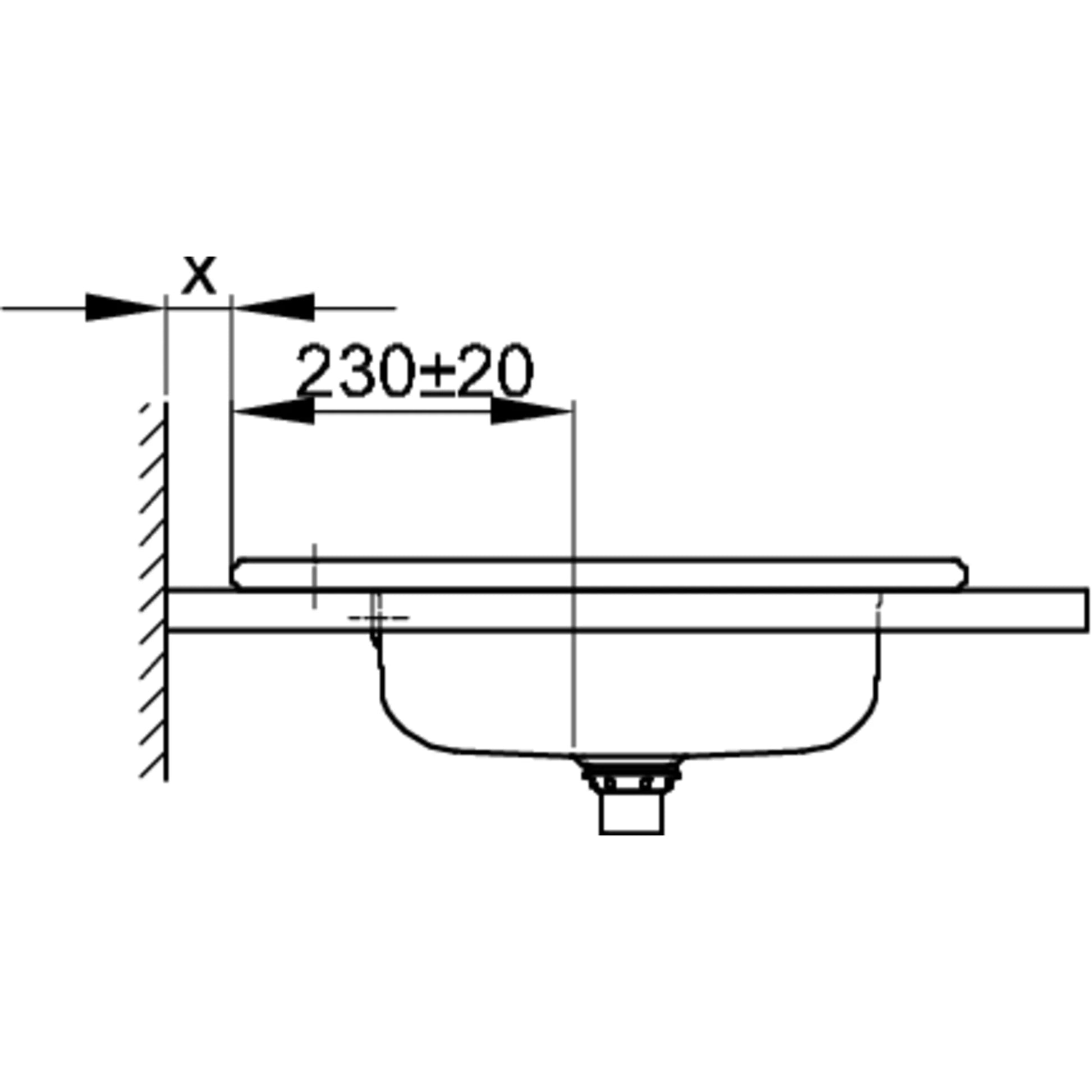 Bette One Basin Built-In Drawing Image