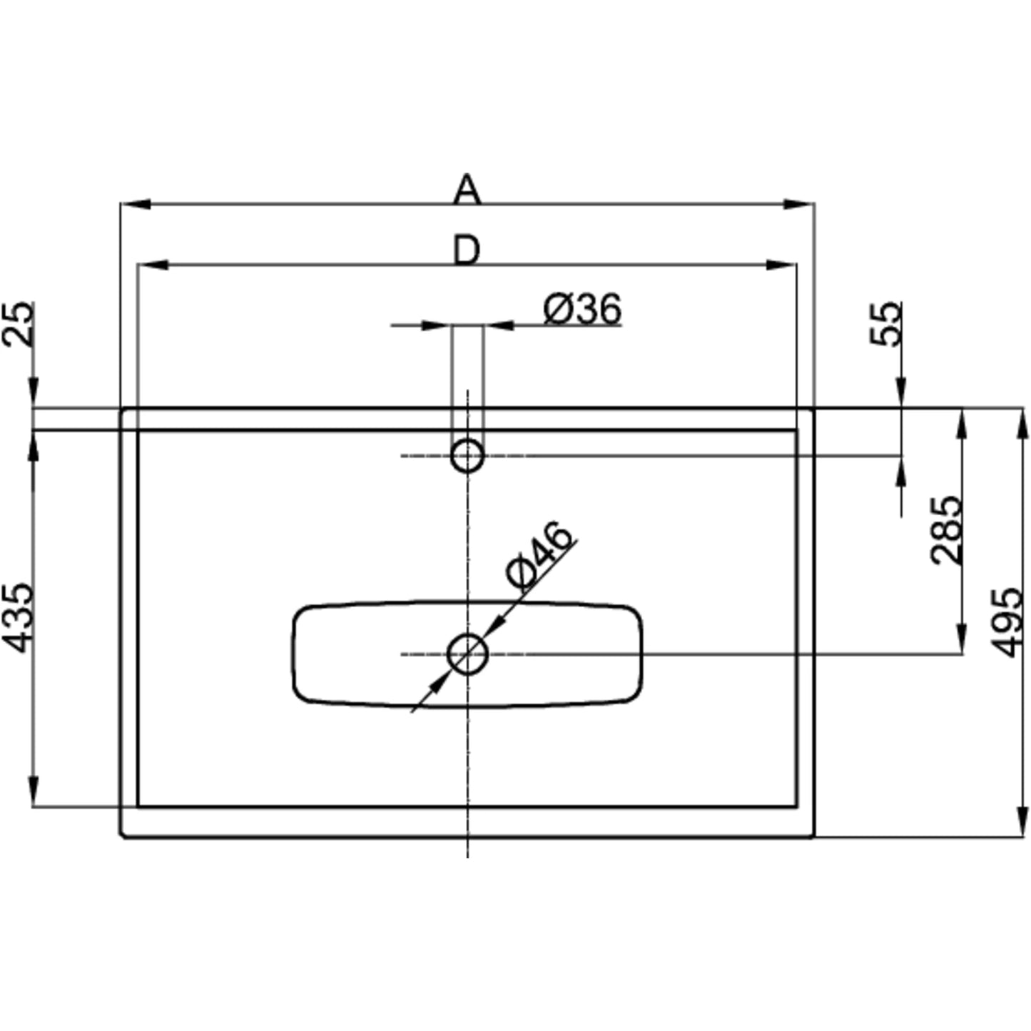 Bette Lux Basin Built-in Drawing Image