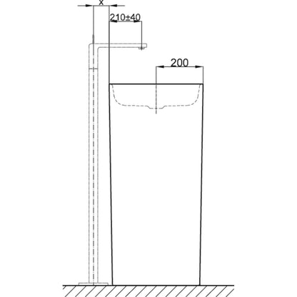 Bette Art Freestanding Basin Drawing Image