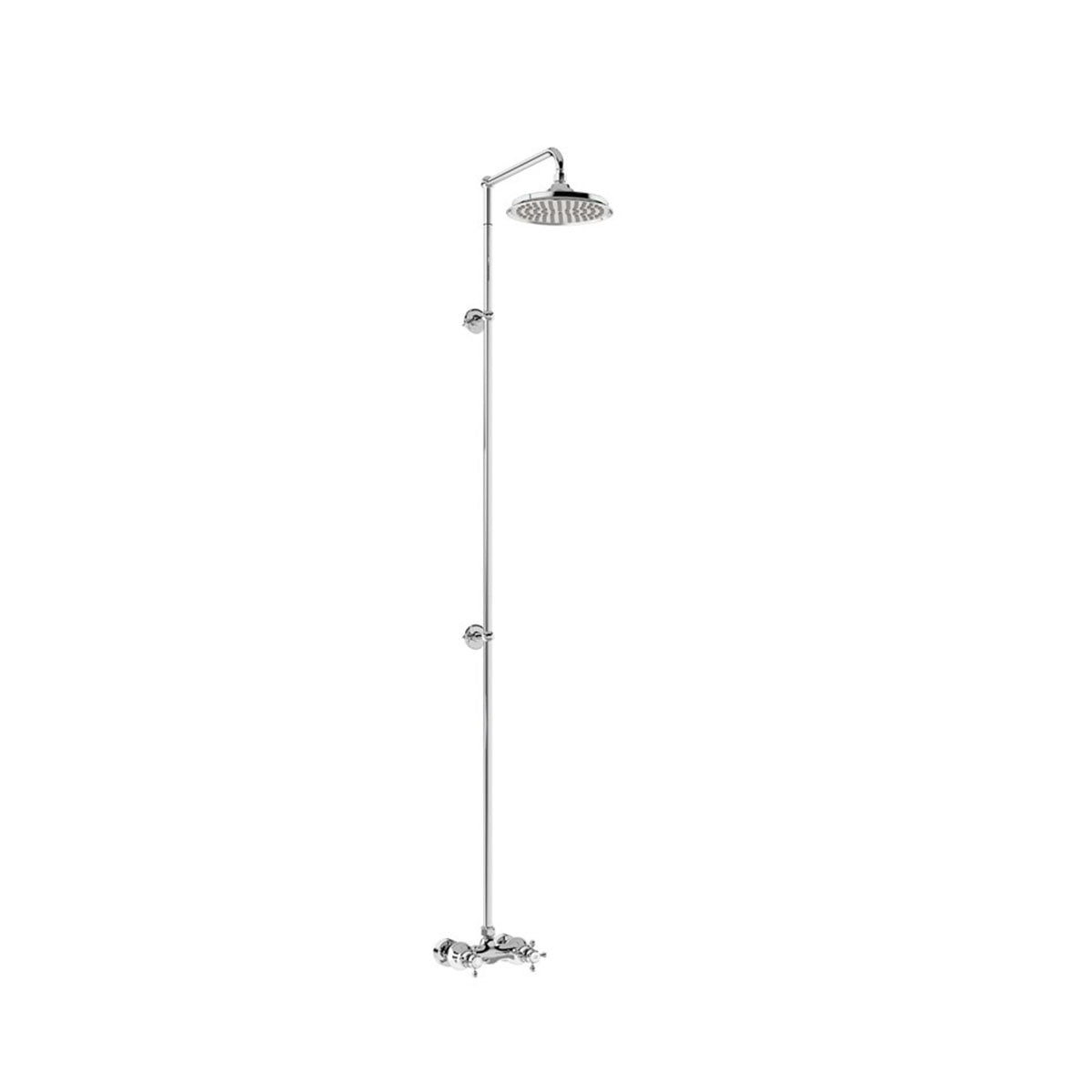 Burlington Eden BEF1S.EXT Thermostatic Exposed Shower Bar Valve Single Outlet with Extended Rigid Riser and Swivel Shower Arm with Rose