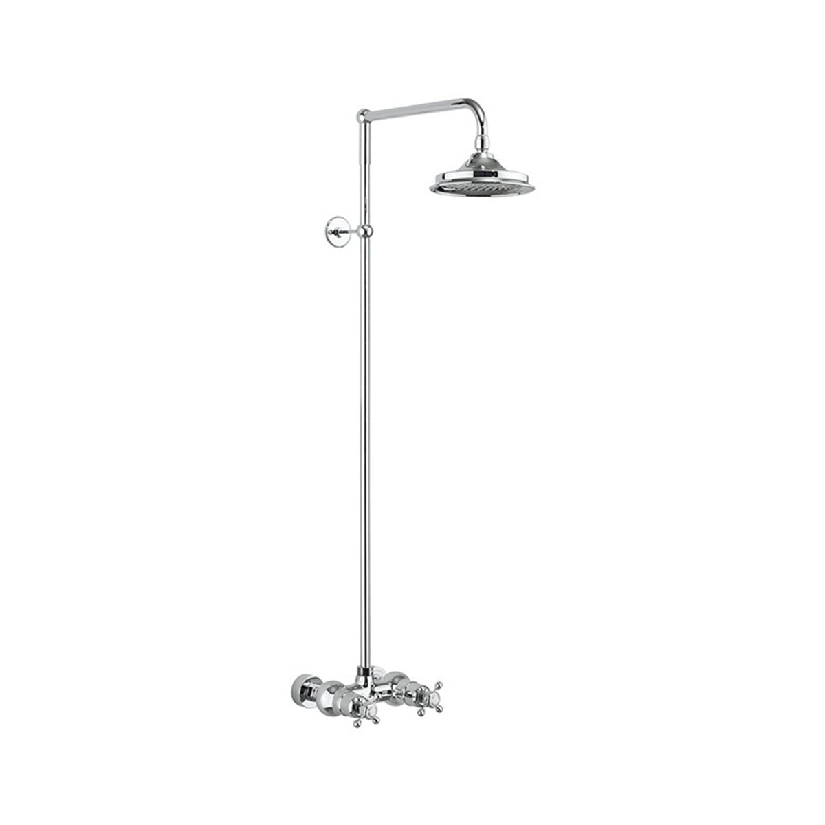 Burlington Eden BEF1S Thermostatic Exposed Shower Bar Valve Single Outlet with Rigid Riser and Swivel Shower Arm with Rose