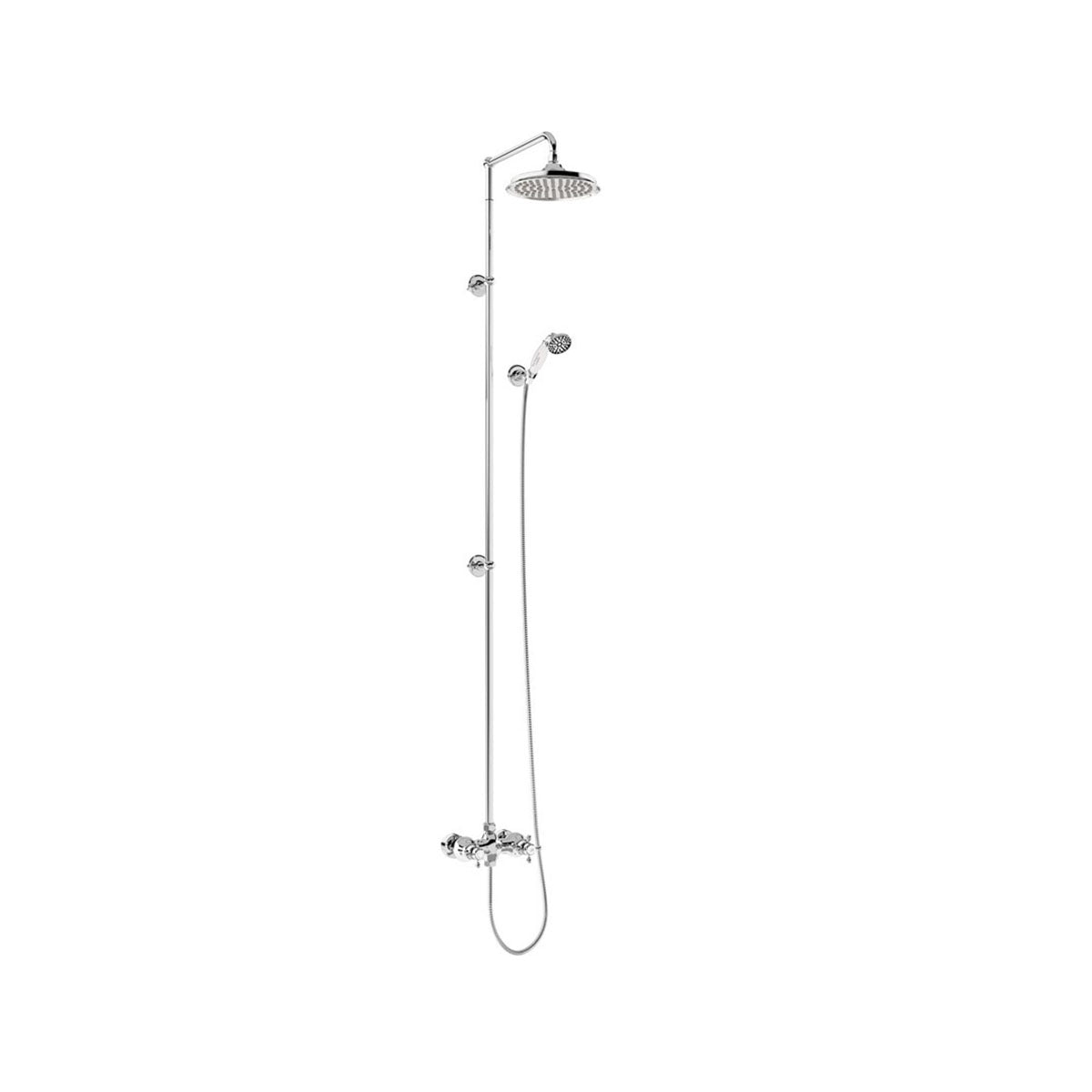 Burlington Eden BEF2S.EXT Thermostatic Exposed Shower Bar Valve Dual Outlet with Extended Rigid Riser and Swivel Shower Arm with Rose