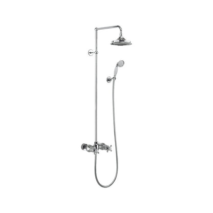 Burlington Eden BEF2S Thermostatic Exposed Shower Bar Valve Dual Outlet, Rigid Riser, Swivel Shower Arm, Handset & Holder with Hose with Rose