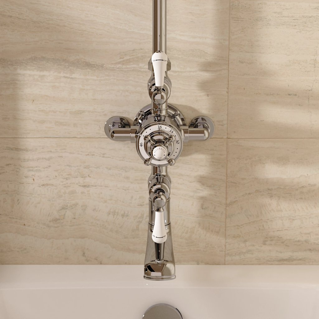Crosswater Belgravia Thermo Shower Valve with Fixed Head and Bath Spout in Chrome