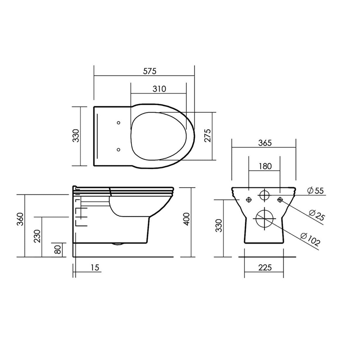 Silverdale BEPANWM6WHI Victorian White Wall Mounted WC Pan