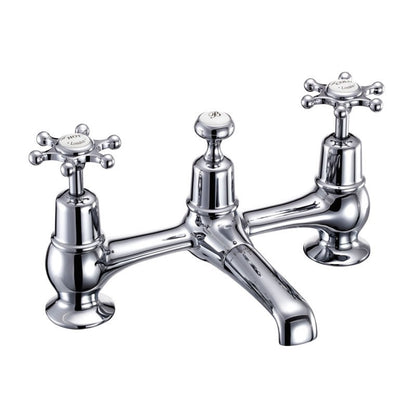 Burlington Birkenhead BI10 2 Tap Hole Bridge Basin Mixer with Plug & Chain Waste & Swivel Spout