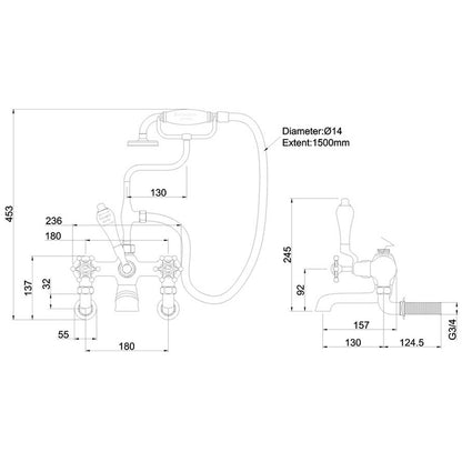 Burlington Birkenhead BI17-QT Bath Shower Mixer Wall Mounted