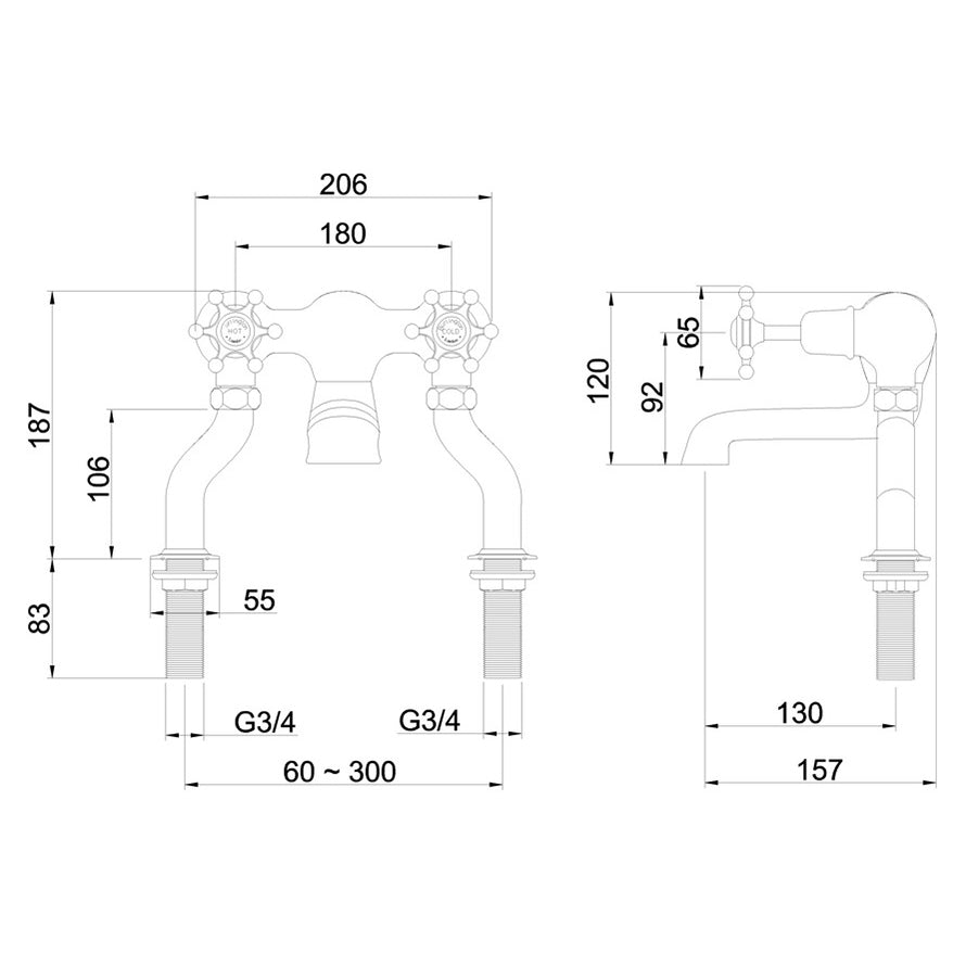Burlington Birkenhead BI23-QT Bath Filler Deck Mounted