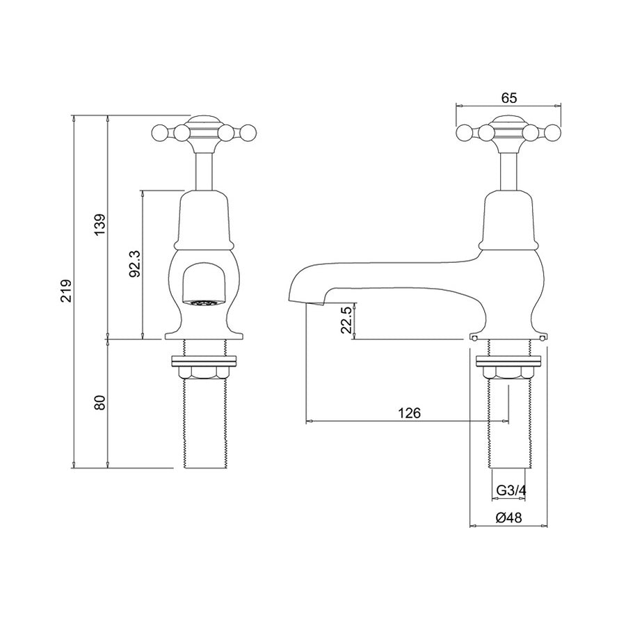 Burlington Birkenhead BI3-QT Bath Tap Deck Mounted