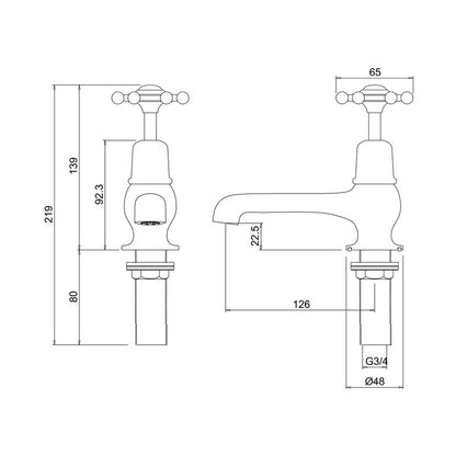 Burlington Birkenhead BI3-QT Bath Tap Deck Mounted