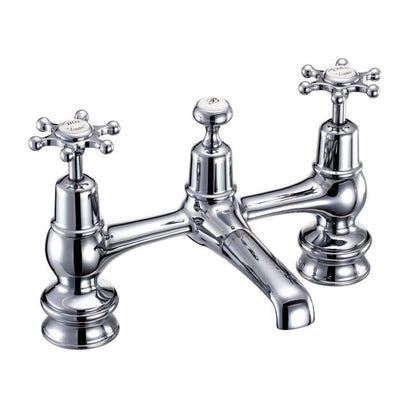 Burlington Birkenhead BIR10-QT Regent 2 Tap Hole Bridge Basin Mixer with Plug & Chain Waste & Swivel Spout