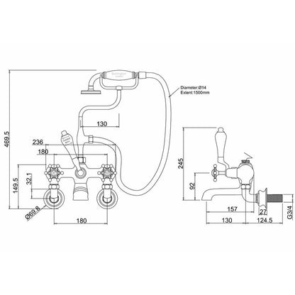 Burlington Birkenhead Regent Bath Shower Mixer Wall-Mounted