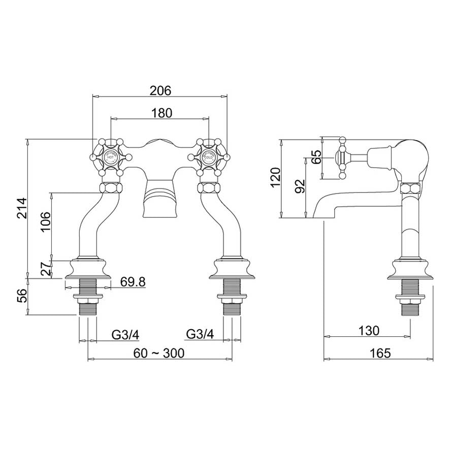 Burlington Birkenhead Regent Bath Filler Deck-Mounted
