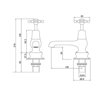Burlington Birkenhead Regent Bath Tap Deck-Mounted