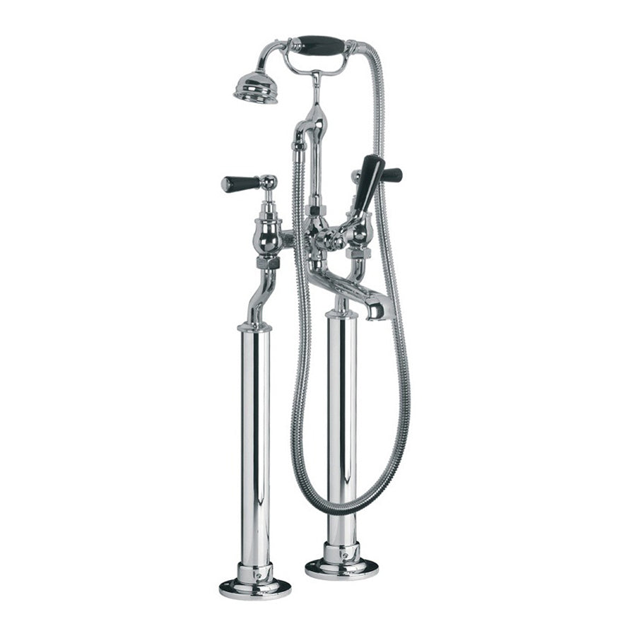 Lefroy Brooks Classic Black Lever Bath Shower Mixer with Standpipe Sleeves Rim Mounting BL1145