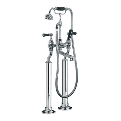 Lefroy Brooks Classic Black Lever Bath Shower Mixer with Standpipe Sleeves Rim Mounting BL1145