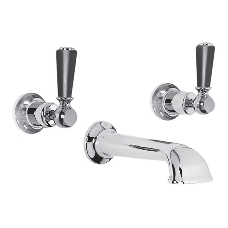 Lefroy Brooks Classic Black Lever 3-Hole Concealed Wall Bath Filler BL1152