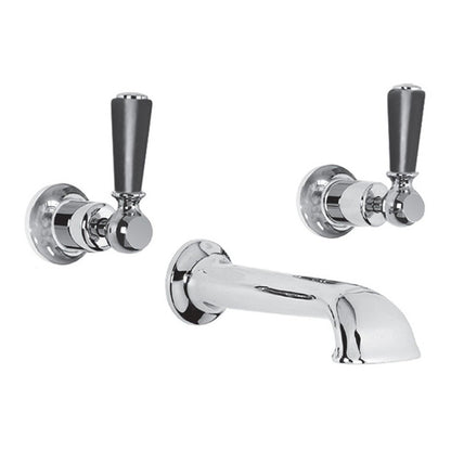 Lefroy Brooks Classic Black Lever 3-Hole Concealed Wall Bath Filler BL1152