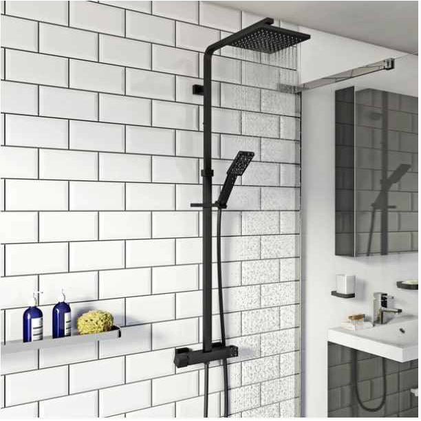 Luxe81 Lunar Black Square Thermostatic Dual Shower Head