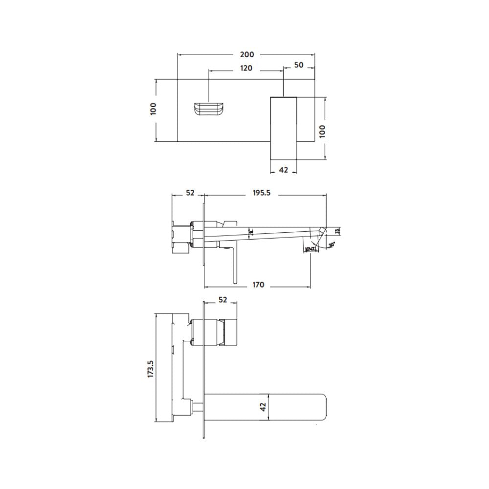 Luxe81 Muro Wall Mounted Basin Mixer Tap