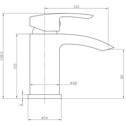 Luxe81 Belini Black Mono Basin Mixer Tap