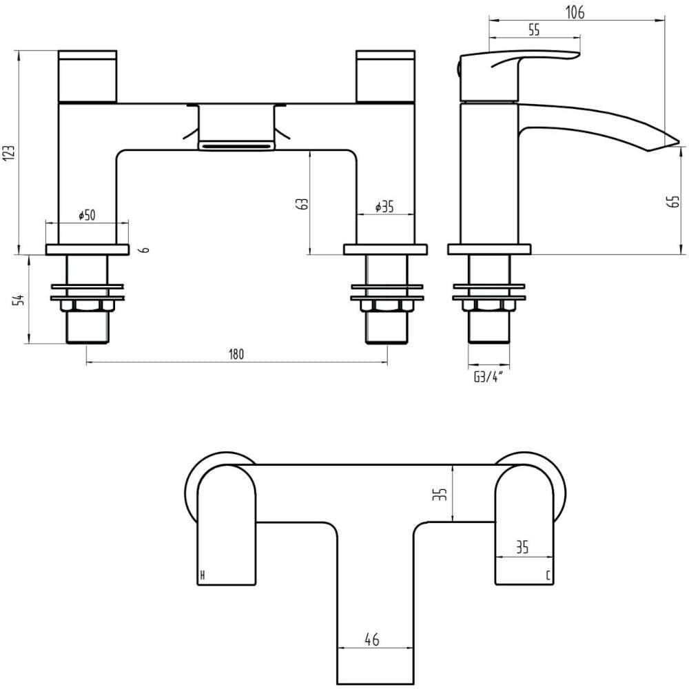 Luxe81 Belini Bath Filler Tap