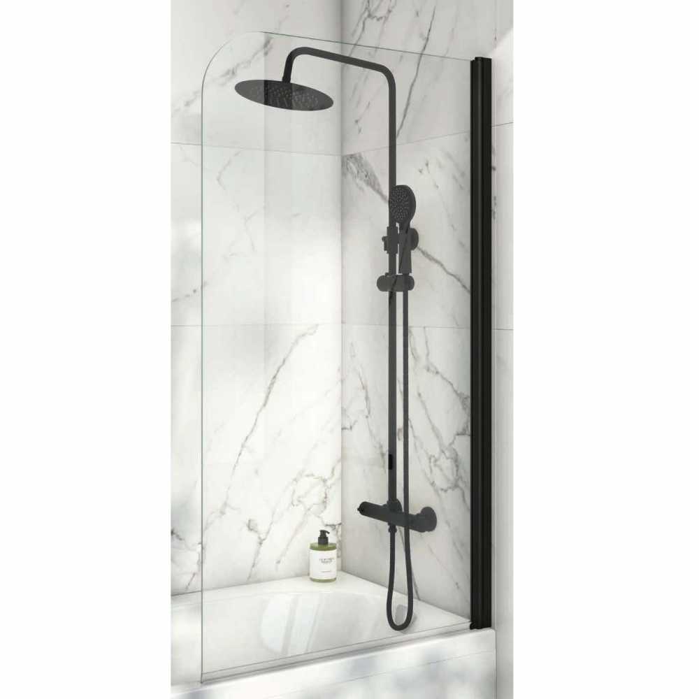 Luxe81 S6 Corner Black Frame Bath Shower Screen