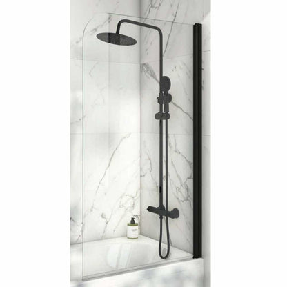Luxe81 S6 Corner Black Frame Bath Shower Screen