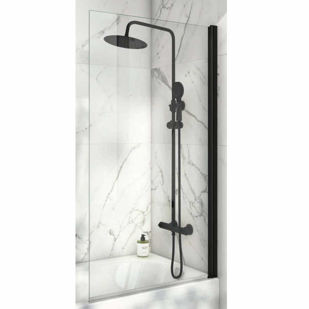 Luxe81 S6 Corner Black Frame Bath Shower Screen